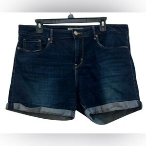 Levi Strauss Signature women’s 16 cuffed mid rise distressed blue denim shorts